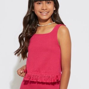 franki Fringe Tank Top for Girls Francesca’s Magenta Youth 10 Crochet NWT